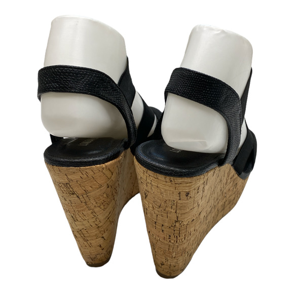 London Rebel Strappy Cork Wedges Size W6 - Picture 3 of 5